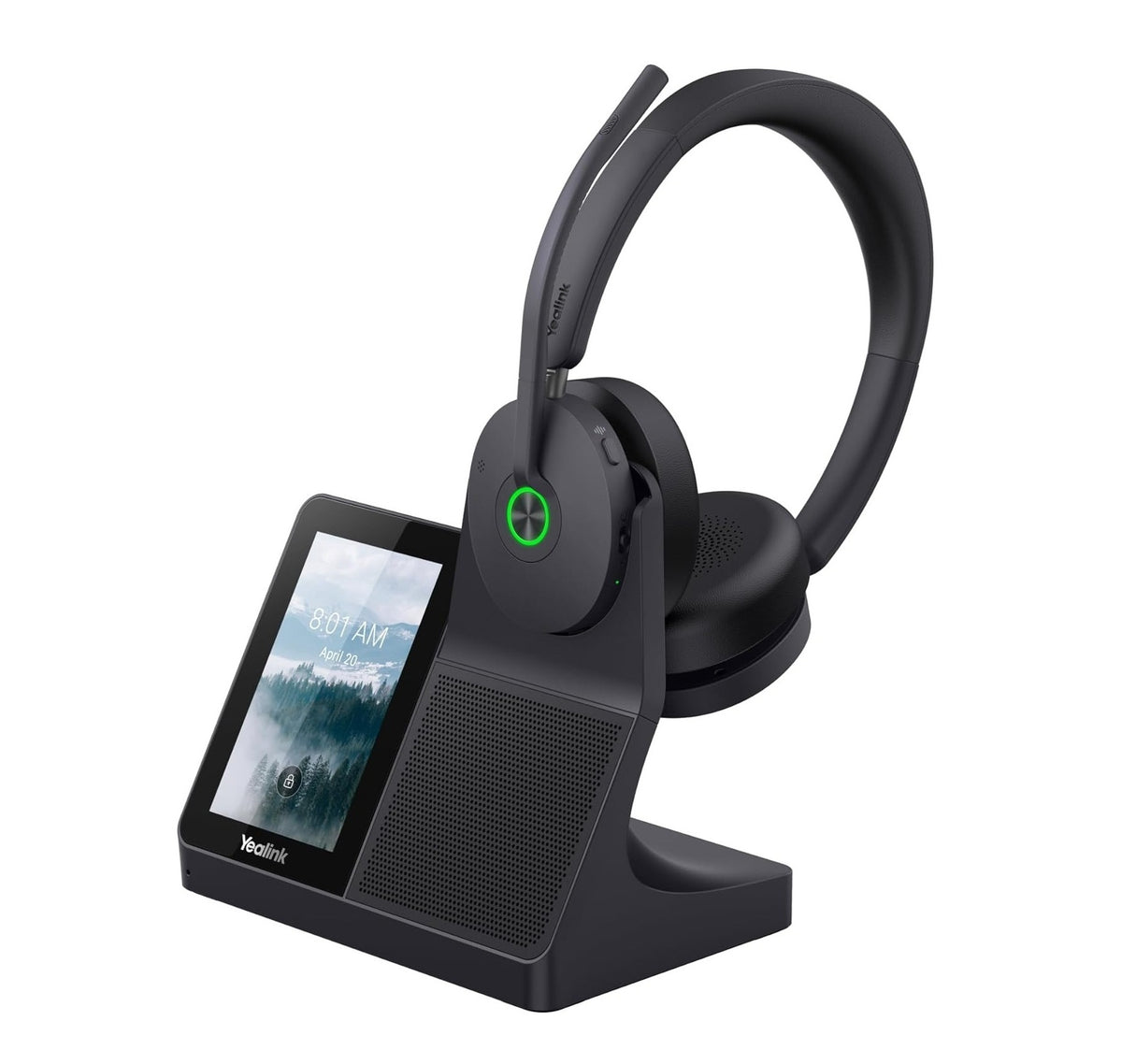 Yealink WH68 DECT + Bluetooth dual-mode, USB-A, USB-C, wireless headset workstation, noise-cancelling headset, touchscre