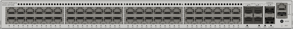 Huawei eKit S530-48T4XE Switch - 48 x 10/100/1000BASE-T ports, 4 x 10GE SFP+ ports, 2 x 10GE stack