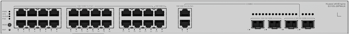 Huawei eKit S310S-26PN4JX Switch - 22 x 10/100/1000BASE-T PoE+ ports, 2 x 10/100/1000BASE-T ports,