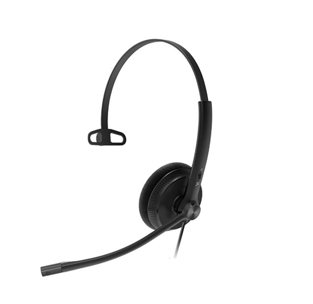 Yealink YHS34 Mono Wired Headset with QD to RJ Port, Wideband Noise-Canceling Headset, Monaural Ear, RJ9, QD Cord, Leath