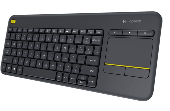Logitech K400 Plus Wireless Keyboard with Touchpad & Entertainment Media Keys Tiny USB Unifying receiver for HTPC connec