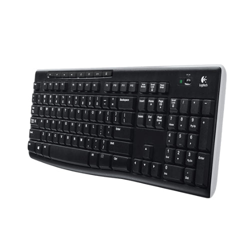 Logitech K270 2.4 GHz Wireless Full Size Keyboard 128-bit AES encryption 24-month battery life Spill resistant Durable U