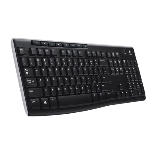 Logitech K270 2.4 GHz Wireless Full Size Keyboard 128-bit AES encryption 24-month battery life Spill resistant Durable U