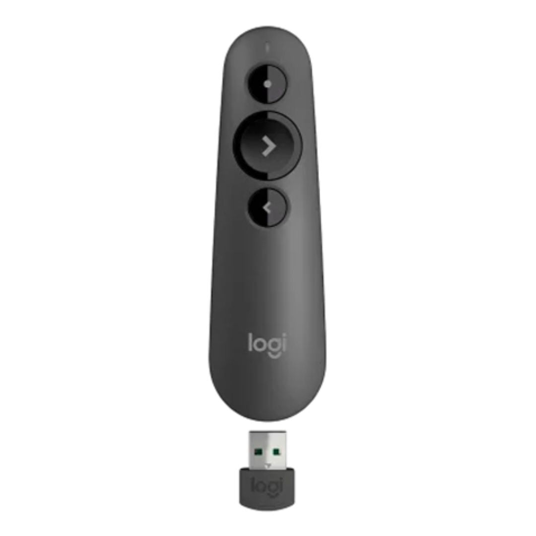 Logitech R500S Laser Presentation Remote with Dual Connectivity Bluetooth or USB 20m Range Red Laser Pointer for PowerPo