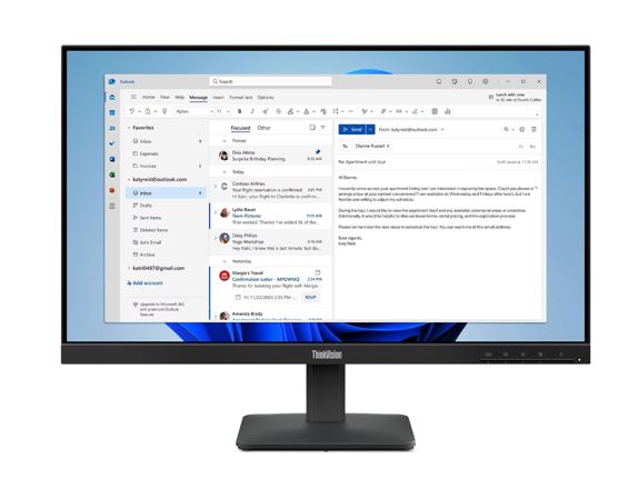 Lenovo ThinkVision S24-4E 23.8"/24" FHD IPS Monitor 1920x1080 16:9 4ms 100Hz Anti-glare Tilt VGA