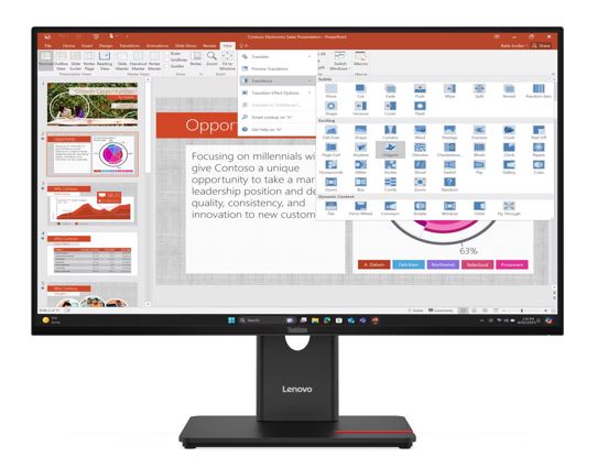 Lenovo ThinkVision T27i-40 27" FHD IPS Monitor 120Hz 1920x1080 16:9 Height Adjustable Tilt