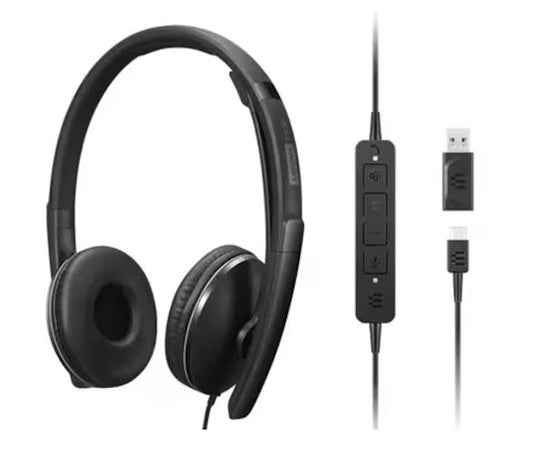 Lenovo Lenovo Wired ANC Headset Gen 2 Lightweight USB-C to USB-A ctive noise cancelling with