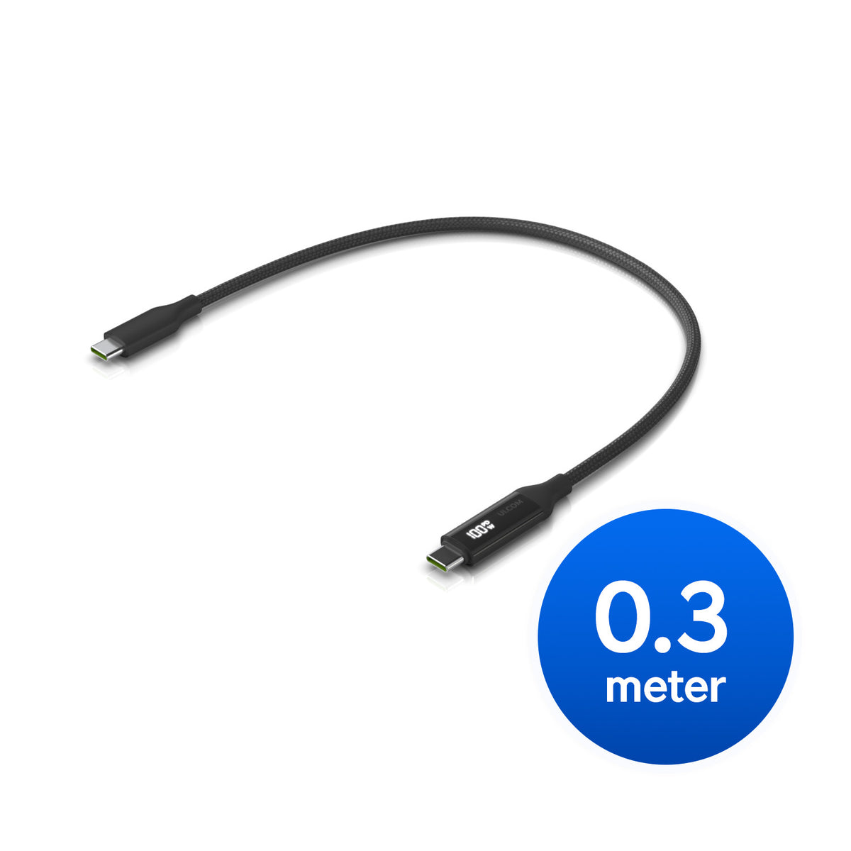 Ubiquiti USB-C Cable with Charge Display (UACC-Cable-USB-100W-0.3M-BK)