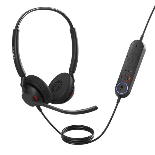 Jabra Engage 40 (Inline Link) MS Teams Dual USB-C/A Corded Headsets, Lightweight & sturdy, Double the mic, Busylight, He
