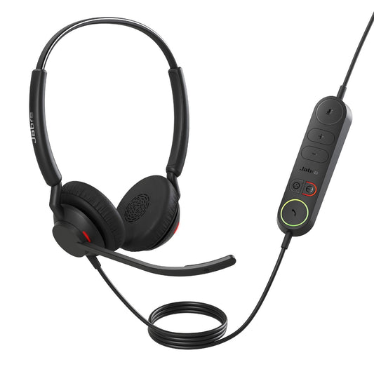 Jabra Engage 40 (Inline Link) UC Dual USB-C/A Corded Headsets, Lightweight & sturdy, Double the mic, Busylight, Hearing 