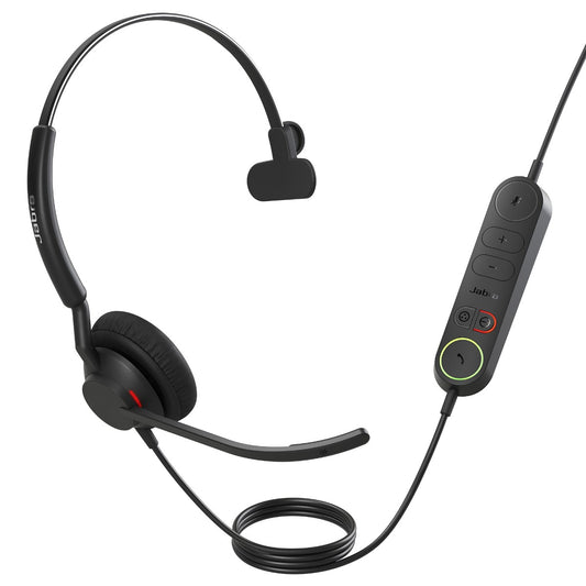 Jabra Engage 40 (Inline Link) UC Mono USB-C/A Corded Headsets, Lightweight & sturdy, Double the mic, Busylight, Hearing 