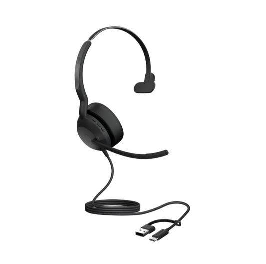 Jabra Evolve2 50, USB C/A UC Mono Headset, Bluetooth®, 4 microphones, Active Noise Cancellation, Busylight, Call managem