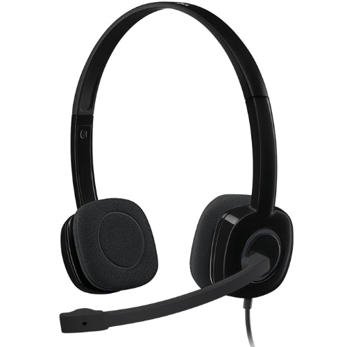 Logitech H151 Stereo Headset Light Weight Adjustable Headphones with Microphone 3.5mm jack In-line audio controls Noise-
