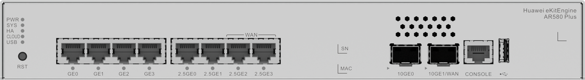 Huawei eKit AR580Plus AR580Plus (AR580-4T4N2X, 1*10GE(SFP+)WAN, 2*2.5GE WAN, 4*GE LAN,