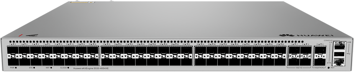 Huawei eKit S530-48S4XE Switch - 48 x GE SFP ports, 4 x 10GE SFP+ ports, 2 x 10GE stack ports