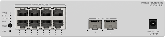 Huawei eKit S210-8LP2J Switch - 8*10/100/1000BASE-T ports (32W PoE+), 2*2.5GE SFP ports, with 1*AC